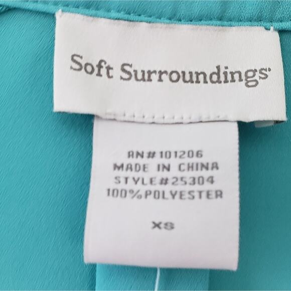 NEW Soft Surroundings Teal Blouse Studded Buttons Long Sleeve XSmall - Picture 3 of 5